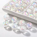 Close-up of iridescent heart-in-bead acrylic beads for DIY jewelry making projects - 8mm / White