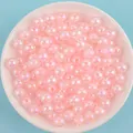 Macro view of shimmering pink 8-10mm AB acrylic beads for DIY handmade jewelry crafting - 8mm / Pink AB Color / 1800 Pieces/500g