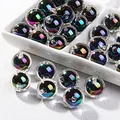 Close-up of iridescent UV-plated acrylic beads in a white tray for DIY jewelry making. - 8mm / Black