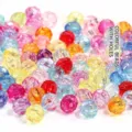 Detailed macro view of colorful faceted acrylic beads for DIY jewelry making crafts - Multicolor / 6mm