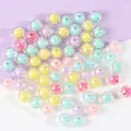 Detail macro view of UV plated colorful acrylic beads-in-beads for DIY jewelry making - 8mm / Multicolor