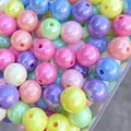 Detailed macro shot of colorful pearlescent acrylic beads for DIY handmade jewelry crafts - 8mm / Solid AB Multicolor
