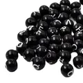 8mm black round acrylic alphabet beads with white printed letters for DIY jewelry crafts - 8mm (Approx. 1800 Pcs/Pack) / Black and White
