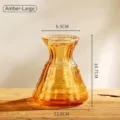 Grande vaso in vetro pieghettato ambrato con tabella delle dimensioni dettagliate - Ambra - L