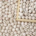 Macro view of 8mm acrylic beads with white and brown marble crackle pattern. - 8mm (Approx 1800 Pieces/500g) / White