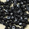Macro view of 8mm black acrylic beads with white splattered ceramic effect - 8mm (Approx 1800 Pcs/Pack) / Black