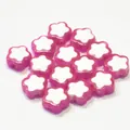 Macro detail showing the vibrant pink and white star-shaped acrylic beads for DIY jewelry crafts. - Plum Blossom / 500g Pack / Rose Red