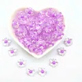 Macro detail of purple acrylic flower beads for handmade hair accessories - 12mm / Five-Petal Plum Blossom Style / 1000 Pieces/Pack / Purple