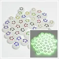 Detail view showing 10mm luminous acrylic smiley face beads for DIY jewelry making - Smiley Face (6x10 mm Round Smiley Face) / 1600 Count / Luminous Background Colorful Line