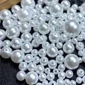 White round ABS imitation pearls with holes for DIY jewelry making and garment accessories - 3mm / Pure White