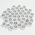 10mm transparent acrylic flat round beads with black smiley faces for DIY jewelry - Smiley Face (6x10 mm Round Smiley Face) / 1600 Count / Transparent Background Black Line