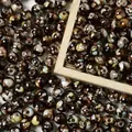 Detail view of 8mm acrylic crackle beads with imitation ceramic spray point effects. - 8mm (Approx 1800 Pieces/500g) / Coffee
