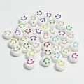Premium 10mm white acrylic smiley face beads for DIY handmade jewelry bracelet making - Smiley Face (6x10 mm Round Smiley Face) / 1600 Count / White Base Colorful Letter