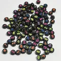 Detail of 7mm black acrylic beads featuring colorful numbers and math symbols. - 4000 Pieces/Pack / Black Base Colorful Letter