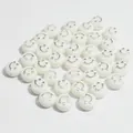 10mm white acrylic smiley face flat round beads for DIY bracelet jewelry making. - Smiley Face (6x10 mm Round Smiley Face) / 1600 Count / White with Silver Cross