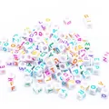 6x6mm white acrylic cube beads with colorful alphabet letters for DIY jewelry making crafts - Model A / 100 Pieces/Pack / White Base Colored Letter