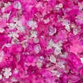 Macro detail of vibrant pink acrylic flower and leaf beads for DIY jewelry accessories - 500g Pack (Approx. 800 Pieces) / Plum Red