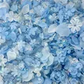 Mixed blue iridescent acrylic flower and leaf beads for DIY jewelry making and crafts. - 500g Pack (Approx. 800 Pieces) / Light Blue