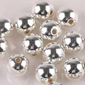 Shiny silver metallic finish acrylic round beads for DIY craft jewelry making accessories - 8mm / Silver