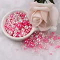 Mixed 3-10mm pink and white imitation pearl plastic beads for DIY jewelry crafting - Perforated Round Beads / Approx. 8000 Pieces/Pack / Pink White Mixed Series (NO.27)