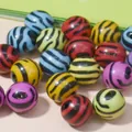 Colorful acrylic round beads with zebra stripe pattern for DIY jewelry making - 12mm / Multicolor Zebra Pattern