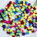 Vibrant 6-20mm rainbow gradient acrylic round beads for DIY jewelry making and crafts - 6mm / Two-Tone Matte Mixed Color