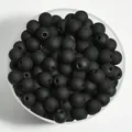 Premium matte black acrylic round beads in clear bowl for DIY jewelry making accessories - 1800 Pieces/Pack / Black