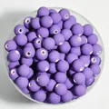 Top view detail of 8mm purple matte acrylic round beads with white center holes for DIY jewelry - Light Purple