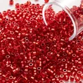 Close-up macro detail of vibrant red 2mm glass seed beads for DIY jewelry making - 2mm/1200 Pcs/Tube / Red