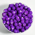 Detailed view of 8mm purple matte acrylic round beads stored in a clear container - 1800 Pieces/Pack / Deep purple