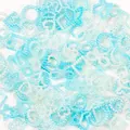 Macro detail of mixed gradient blue pearl star and bow charms for DIY phone cases. - 2000 Pieces/Pack (500g) / Sky Blue