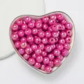 Close-up of 8mm pink acrylic beads with vibrant AB iridescent coating for DIY jewelry - 8 (Approx 1750 Pieces) / Opaque AB Rose Red