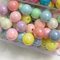 Multi-colored pastel iridescent AB coated acrylic round beads for DIY jewelry making - 6mm (Approx. 4500 Pcs/Pack) / Light Mixed Color