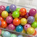 Mixed colorful 6-16mm acrylic AB plated round loose beads for DIY jewelry making. - 6mm (Approx. 4500 Pcs/Pack) / Dark Mixed Colors