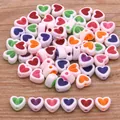 Détail macro de perles en acrylique bicolore de 8 mm pour bijoux faits à la main - Style Cœur Bicolore (9) / Pack de 100 / Mélange Multicolore