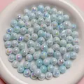 High-quality light blue 6-10mm AB coated acrylic round beads for DIY jewelry making - Blue