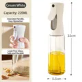 Cream white glass oil sprayer for air fryer with 220ml capacity and fine mist spray - 220ml / White