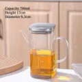 700ml Quadratischer Ölspender aus Borosilikatglas mit Skala und Edelstahldeckel - 750ml Packung / Transparent