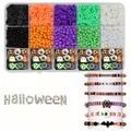Halloween polymer clay beads bracelet making kit with festive colors and charms - Halloween DIY Beading Kit / 2000 Pcs/Pack (15 Grids)