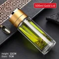 Hochwertige 500ml Borosilikatglas-Teeflasche mit elegantem goldenem Deckel-Variante - Gold / 500ml Packung