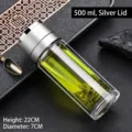 500 ml Glasflasche mit Teesieb und silbernem Deckel für den Business-Gebrauch - Silber / 500ml Packung