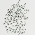 7mm white acrylic round beads with black printed numbers for DIY jewelry making - 4000 Pieces/Pack / White Base Black Line