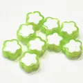 Handmade DIY acrylic flower bead-in-bead jewelry making supplies in green and white - Plum Blossom / 500g Pack / Green