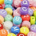 Colorful 7mm round acrylic alphabet beads for DIY jewelry making crafts and education - 4000 Pieces/Pack / Clear White Text