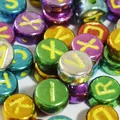 Set of 7mm colorful metallic acrylic round alphabet beads for DIY jewelry making crafts - 4000 Pieces/Pack / Plated Multicolor With Yellow Letters