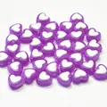 Purple heart-shaped acrylic beads with white core for DIY jewelry making and craft projects - Heart Shape / 500g Pack / Magenta