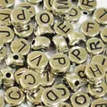 7mm silver acrylic round flat letter beads for DIY alphabet jewelry making - 4000 Pieces/Pack / Silver Base with Black Text