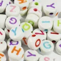 7mm white acrylic round flat beads with colorful uppercase alphabet letters for DIY projects - 4000 Pieces/Pack / White Base Colored Letter