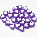 Purple and white acrylic heart beads for DIY crafts and jewelry making - Heart Shape / 500g Pack / Purple