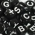 7mm black round acrylic alphabet beads with white letters for DIY jewelry and crafts - 4000 Pieces/Pack / Black and White